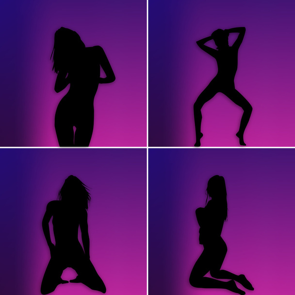 Schwarze Frauensilhouetten der Striptease-Show - Vektor, Bild