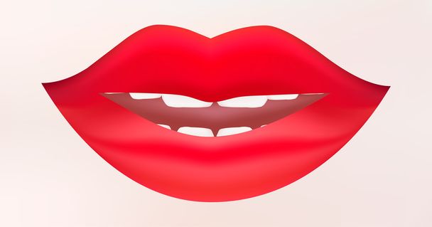 κόκκινα χείλη με ένα ελαφρώς ανοιχτό το στόμα - Διάνυσμα, εικόνα
