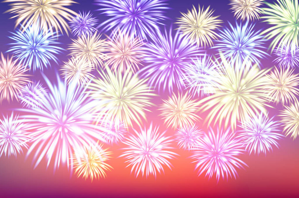 Fireworks and copy space - abstract holiday background vector art - Vector, Image