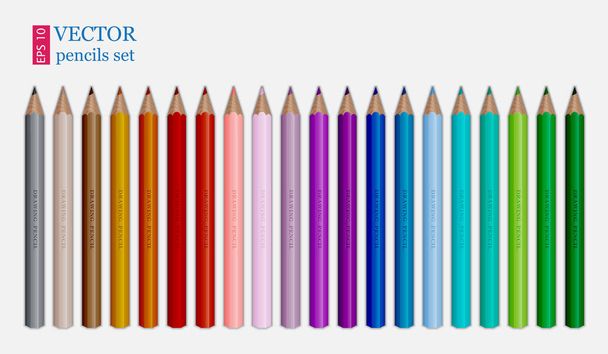 Zestaw kolorowych ołówków. Ilustracja na białym tle - Wektor, obraz