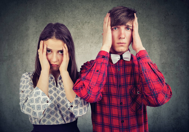 Young man and woman in misunderstanding looking upset and having conflict - Photo, Image