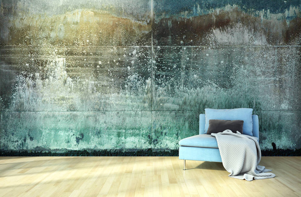 Modern, világos belső terek apartman 3d rendering illusztráció - Fotó, kép