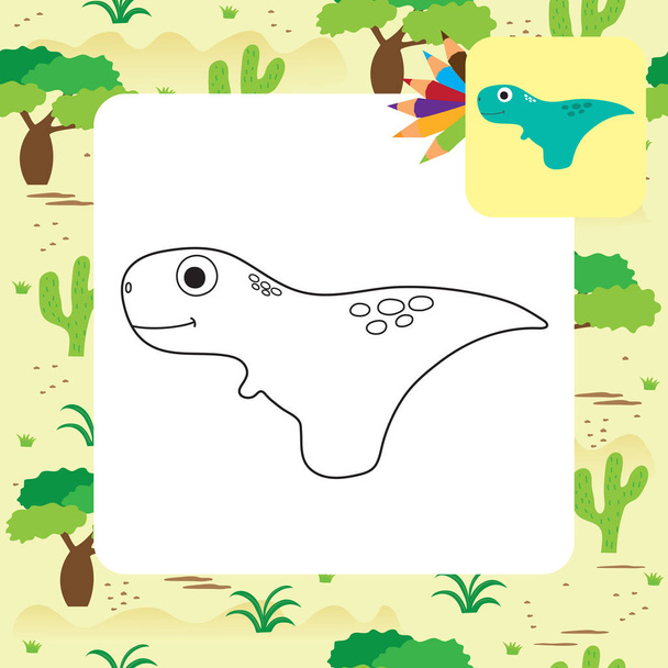 Cute Dino coloring book. Vector illustration - Vektor, kép