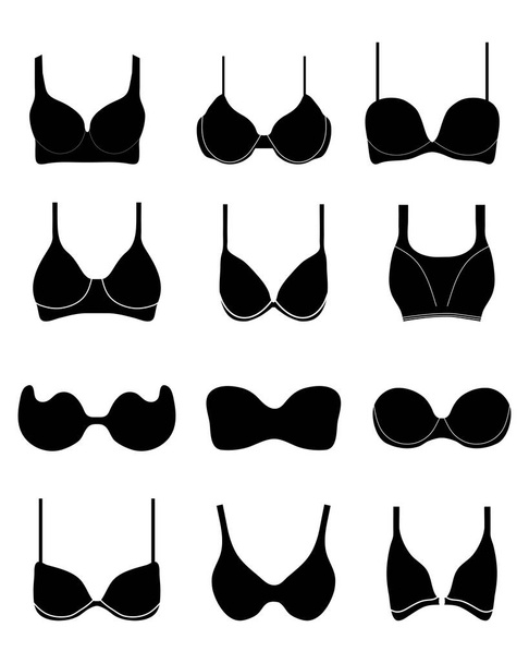 Bra design and panties styles, vector silhouette icon - Vector, Image