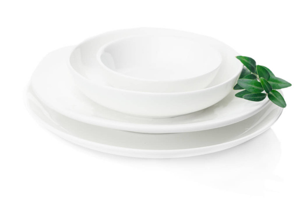 Fehér edények elszigetelt fehér background - Fotó, kép