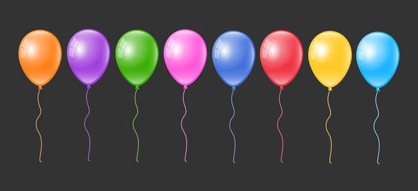 Realistic colorful 3d balloons set. Balloon collection. - Vector, Image