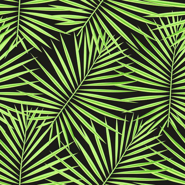Tropische palm laat patroon naadloze achtergrond. Exotische mode trendy bloemen gebladerte patroon. Naadloze mooie plantkunde palm tree zomer decoratie ontwerp. Vector patroon afdrukken voor badmode verpakken. - Vector, afbeelding