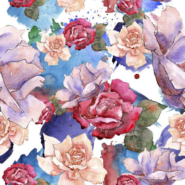 Colorful roses. Floral botanical flower.Seamless background pattern.  - Valokuva, kuva