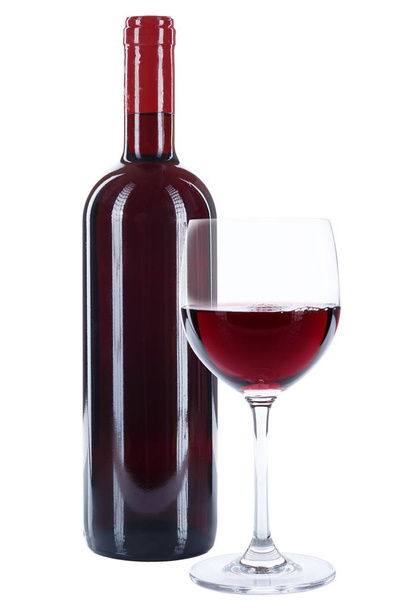 Wine bottle glass red alcohol isolated on a white background - Φωτογραφία, εικόνα