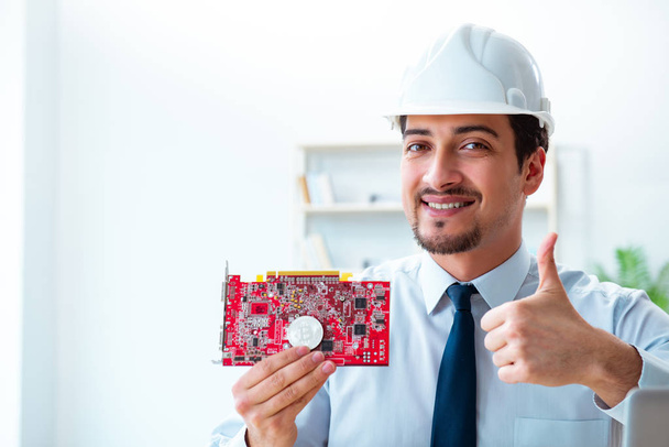 Man in bitcoin mining business concept - Photo, image