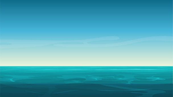 Vector cartoon clear ocean sea background with empty blue sky. - Vector, Image