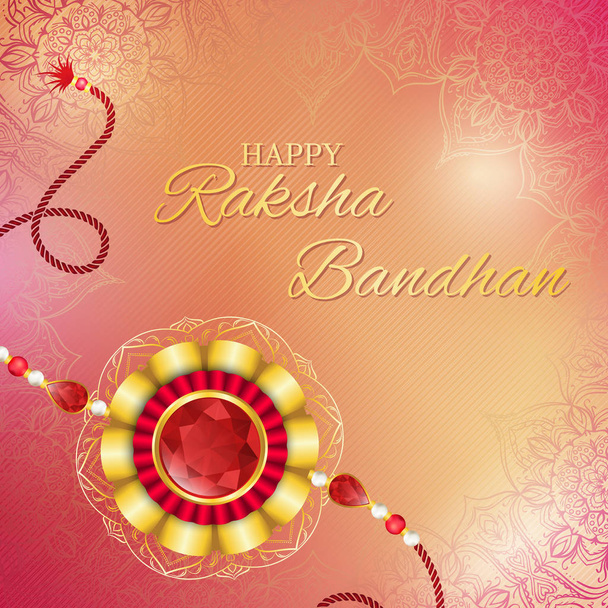 Fond vectoriel Raksha Bandhan. Carte de vœux Rakshabandhan avec rakhi (un talisman ou amulette). Festival hindou pour symboliser l'amour entre un frère et une sœur
. - Vecteur, image