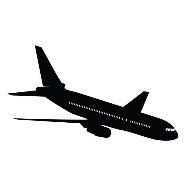 Airplane silhouette on white background. Vector illustration. - Vector, Image