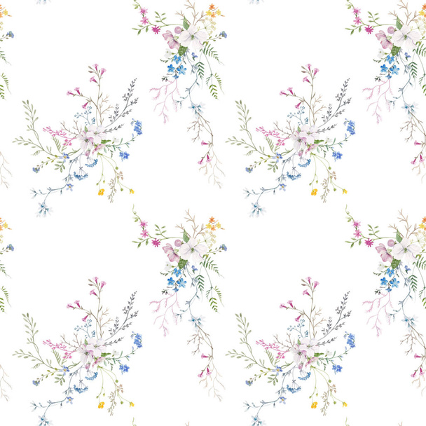 Watercolor floral vector pattern - Wektor, obraz