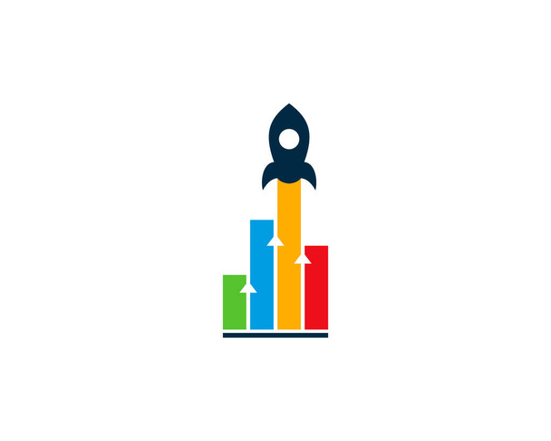 Modello di disegno di Logo di affari Rocket statistiche - Vettoriali, immagini
