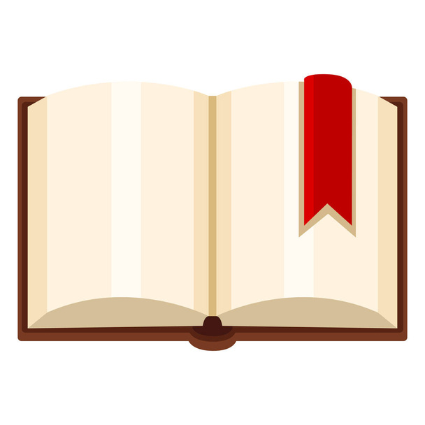 Vector Flat Color Icon - Open Blank Book with Red Bookmark - Vector, afbeelding