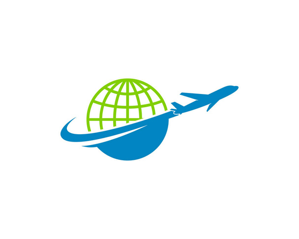 世界旅行のロゴ デザイン テンプレート周り - ベクター画像
