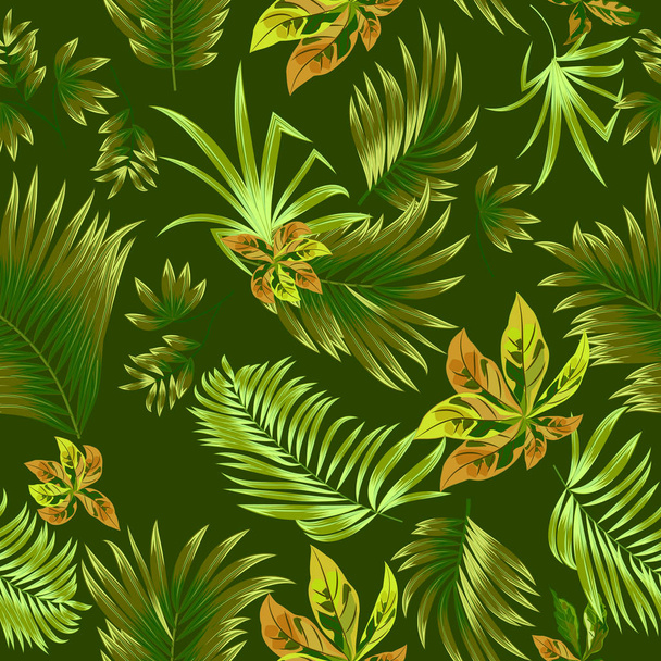 Seamless pattern tropical leaves of palm tree. Vector background. - Wektor, obraz