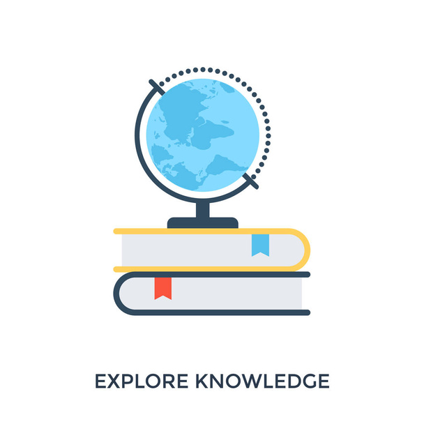 A globe and books depicting exploration of knowledge online. - Вектор,изображение