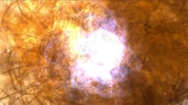 4 k explosie magma energie, abstracte wolken mist splash rook, vuur ruimte gas stoom vuurwerk deeltjes achtergrond. - Video