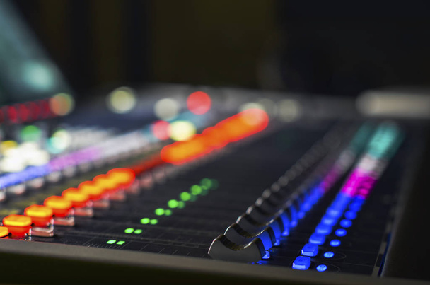 buttons of digital audio mixer in selective focus - Photo, image