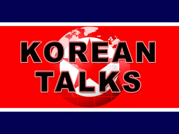 Corea del Nord Stati Uniti Colloqui Globe 3d Illustrazione. Incontro di pace per fermare il confronto tra Dprk e Usa
 - Foto, immagini