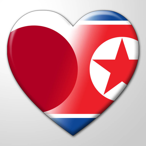 Tokyo and North Korea Dprk Nuclear Hope 3d Illustration. Мирное единство и денуклеаризация между странами - Япония и НК
 - Фото, изображение