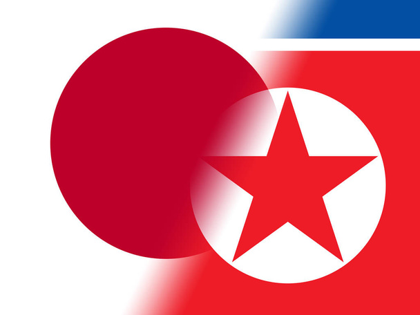 Japanische und nordkoreanische Gespräche 3D Illustration. internationale diplomatie, frieden und kooperation zwischen zwei ländern - tokyo und dprk - Foto, Bild