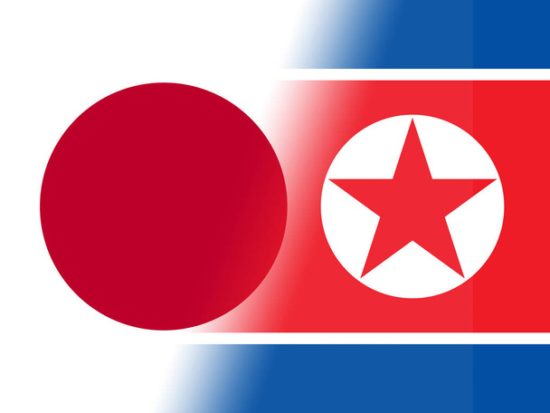 Японією і Північною Кореєю переговори 3d ілюстрації. Міжнародної дипломатії, миру та співробітництва між двома країнами - Токіо і Пхеньяні - Фото, зображення