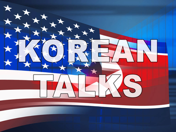 Corea del Nord colloqui di cooperazione con gli Stati Uniti 3d Illustrazione. Pace e confronto per costruire accordo con Dprk o NK
 - Foto, immagini