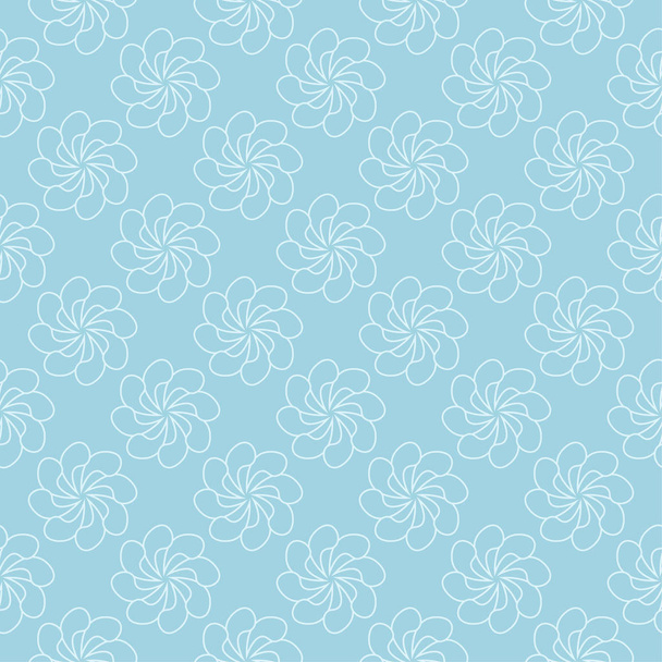 White floral pattern on blue background. Seamless ornament for textile and wallpapers - Vector, imagen