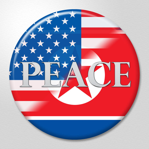 America North Korea Dprk Peace Flag 3d Illustration. Peaceful Love And Accord Between United States And Pyongyang Cooperation Talks - Photo, Image