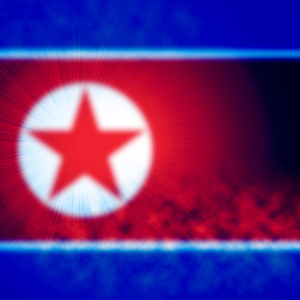 コピー スペースを持つ北朝鮮背景フラグ。韓国は北朝鮮のテクスチャをぼかし - 写真・画像
