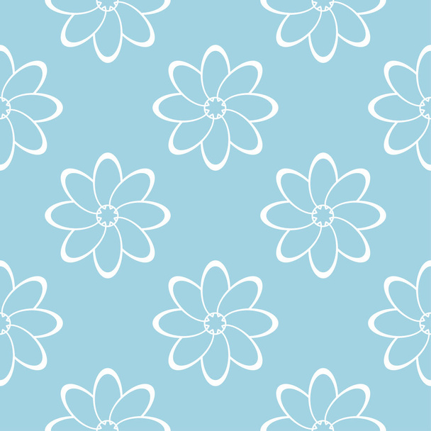 White floral ornament on blue background. Seamless pattern for textile and wallpapers - Vektor, obrázek