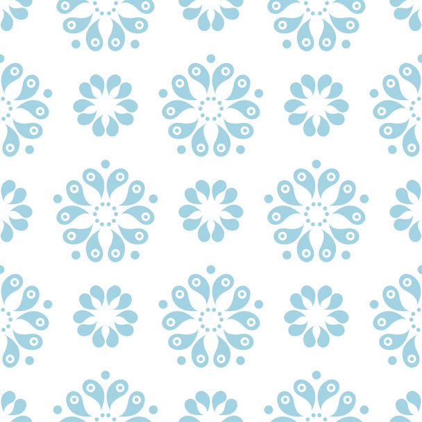 Blue floral ornament on white background. Seamless pattern for textile and wallpapers - Διάνυσμα, εικόνα