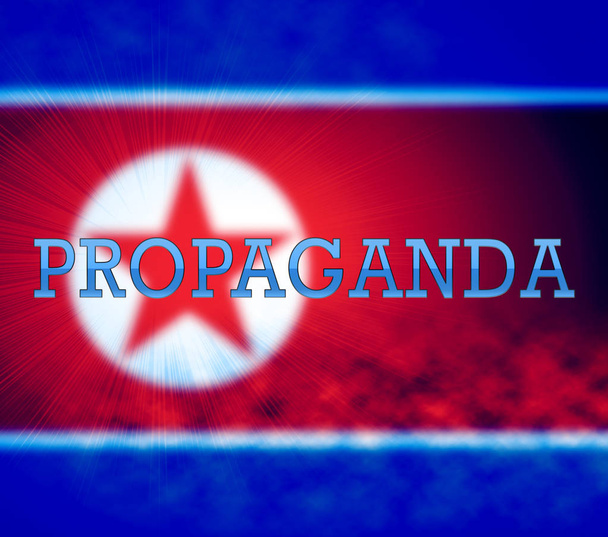 Észak-koreai kommunista helye propaganda, 3D-s illusztráció. Félretájékoztatás és félrevezető kormányzati politika átverés a KNDK Nk - Fotó, kép