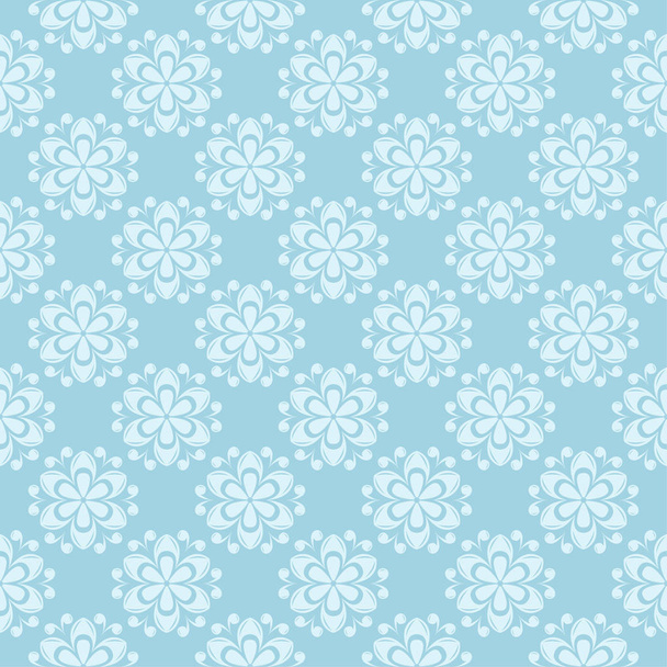 White floral pattern on blue background. Seamless ornament for textile and wallpapers - Vektor, obrázek