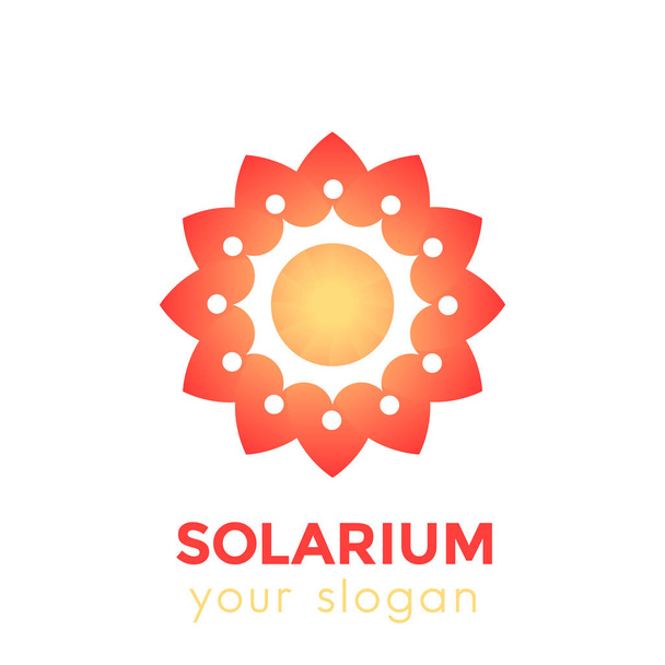 Solarium logo met zon en bloem - Vector, afbeelding
