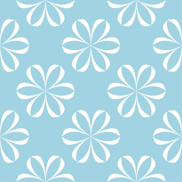 White floral ornament on blue background. Seamless pattern for textile and wallpapers - Vektör, Görsel