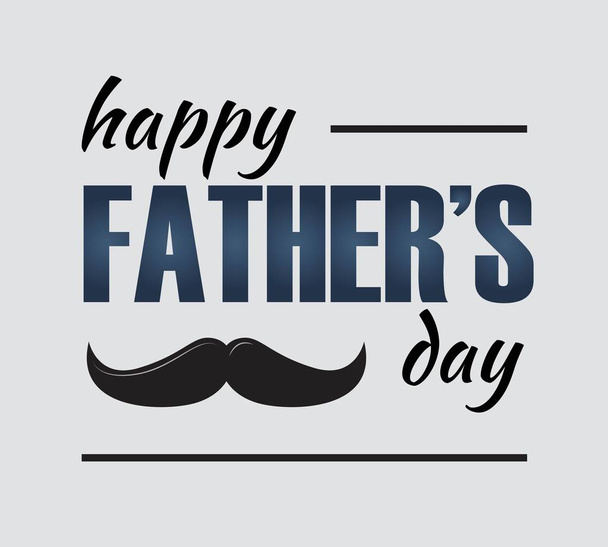 Happy Father's Day text with  moustache. Isolated on light background. Template for greeting cards, posters, banners. - ベクター画像