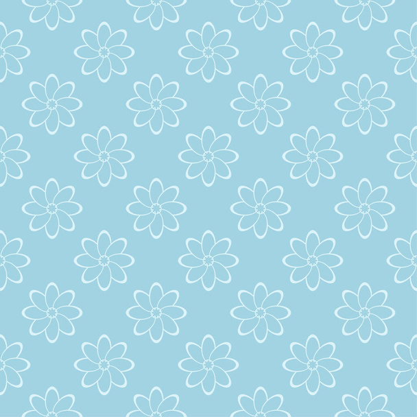 White floral pattern on blue background. Seamless ornament for textile and wallpapers - Vektör, Görsel