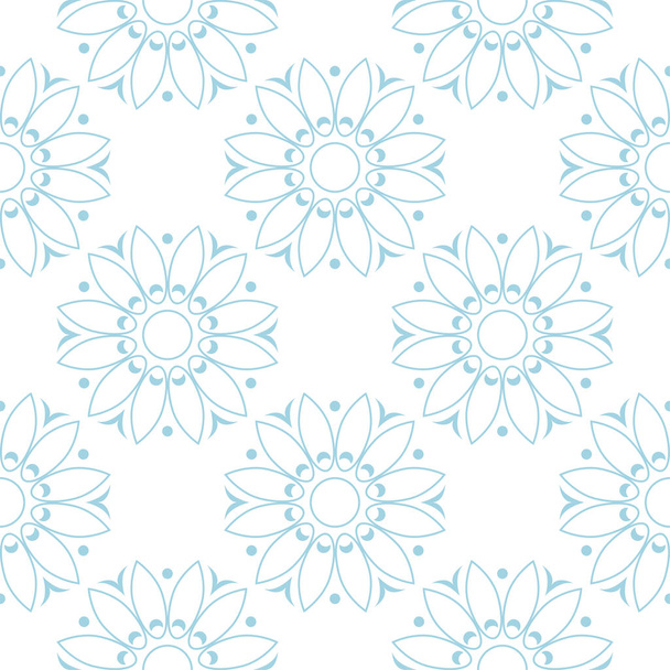 Blue floral design on white background. Seamless pattern for textile and wallpapers - Διάνυσμα, εικόνα