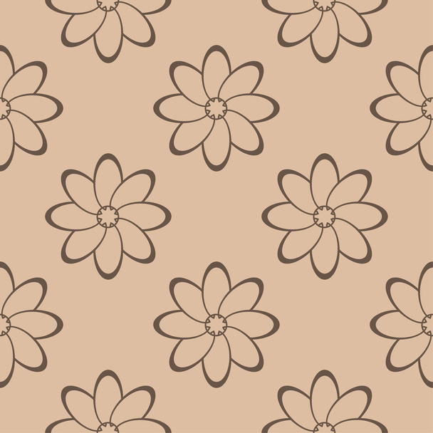 Brown floral ornament on beige background. Seamless pattern for textile and wallpapers - ベクター画像
