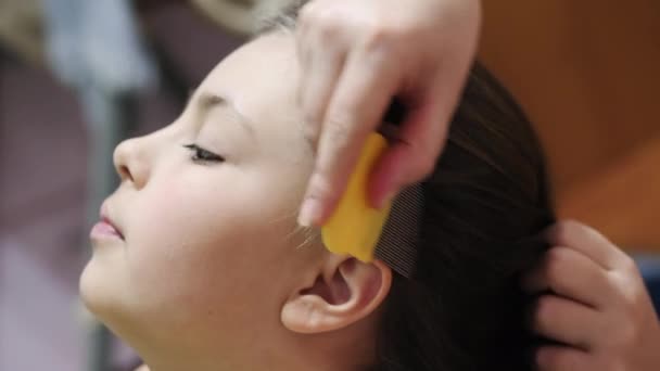 Anya lánya haját tetvek kezelésére - Felvétel, videó