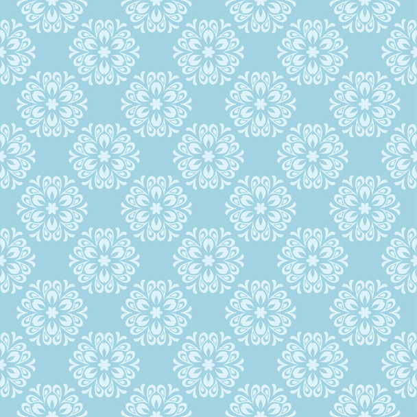 White floral pattern on blue background. Seamless ornament for textile and wallpapers - Vektori, kuva