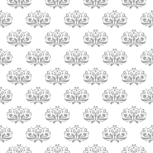 Light gray floral ornament on white background. Seamless pattern for textile and wallpapers - Vetor, Imagem