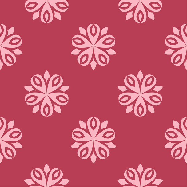 Floral ornament on red background. Seamless pattern for textile and wallpapers - Vetor, Imagem