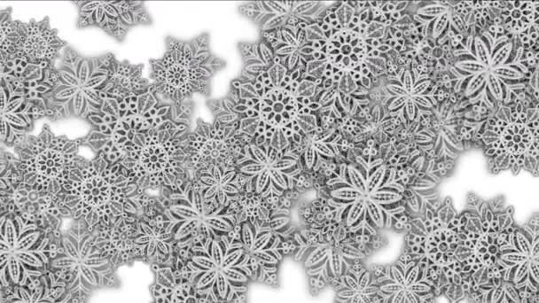 4 k Snowflake sneeuw chrismas bloem ontwerp patroon achtergrond. - Video