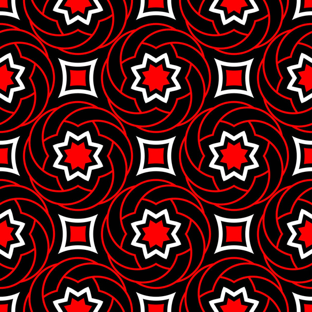 Naadloze geometrische patroon. Zwarte, rode en witte achtergrond voor behang, textiel en stoffen - Vector, afbeelding