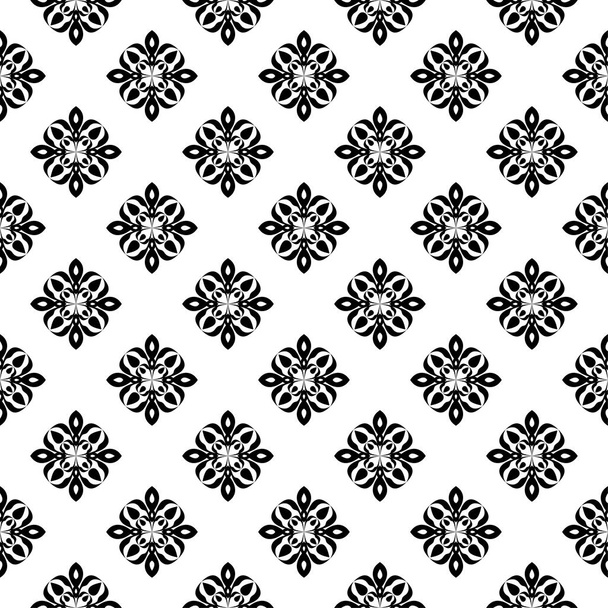 Black floral ornament on white background. Seamless pattern for textile and wallpapers - Vecteur, image